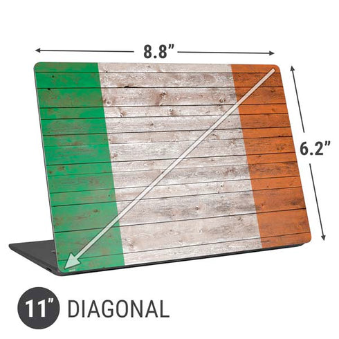 Ireland Flag Dark Wood Universal Laptop 11in (8.8 x 6.2in) Skin